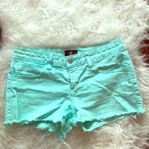 Teal cut off shorts
